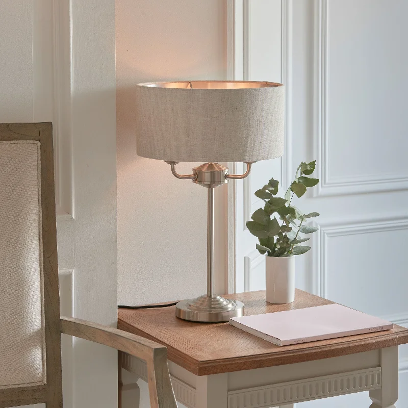 victorian style table lamps with ornate details for traditional homesvictorian style table lamps with ornate details for traditional homesChickerell 3 Table Light Chrome & Natural Linen