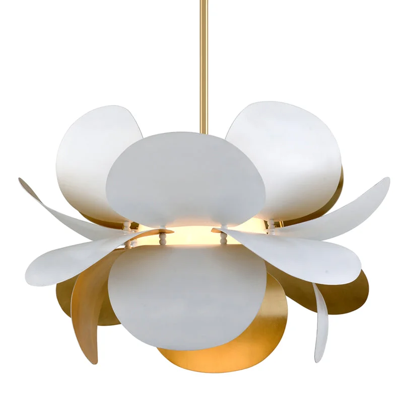 Crystal Ceiling Lights with High - Quality Swarovski CrystalsCrystal Ceiling Lights with High - Quality Swarovski CrystalsCorbett Ginger 314-43-GL/SWH Pendant Light - White And Gold Leaf