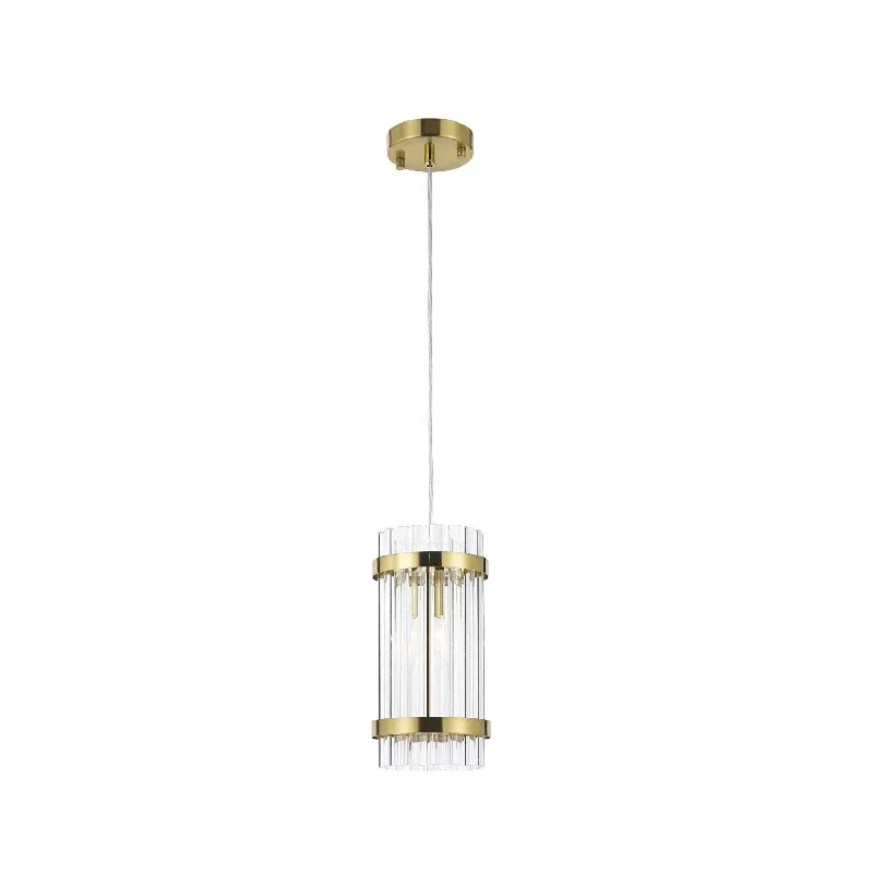 Tropical - Themed Ceiling Lights with Palm - Leaf Shapes and Rattan WrapsTropical - Themed Ceiling Lights with Palm - Leaf Shapes and Rattan WrapsHarlow Collection - Pendant - Satin Brass - W:15cm