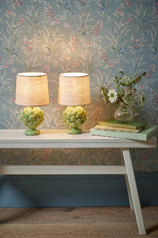 coastal style table lamps with nautical elements for beach housescoastal style table lamps with nautical elements for beach housesLaura Ashley Artichoke Twin Pack Table Lamp Green