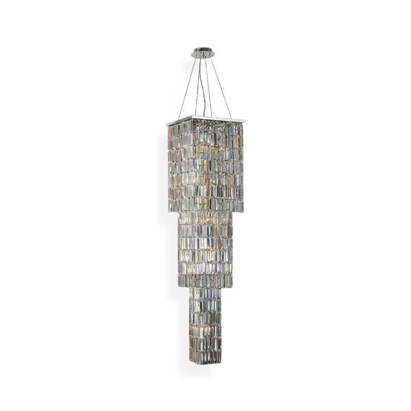 Art Nouveau Ceiling Lights with Organic, Flowing ShapesArt Nouveau Ceiling Lights with Organic, Flowing ShapesModena Entrance Crystal Pendant Light - 3 Tier Square - W:40cm H:160cm