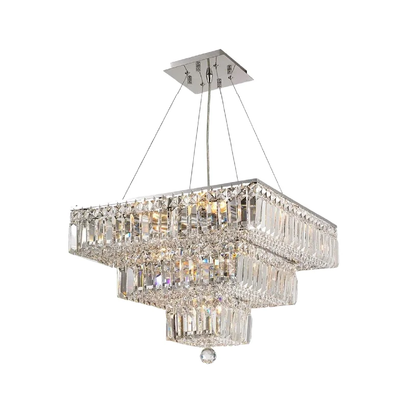 Metal Ceiling Lights in Brass, Copper, Stainless Steel, and IronMetal Ceiling Lights in Brass, Copper, Stainless Steel, and IronModular 3 Tier Crystal Pendant - Square - Chrome Fixtures