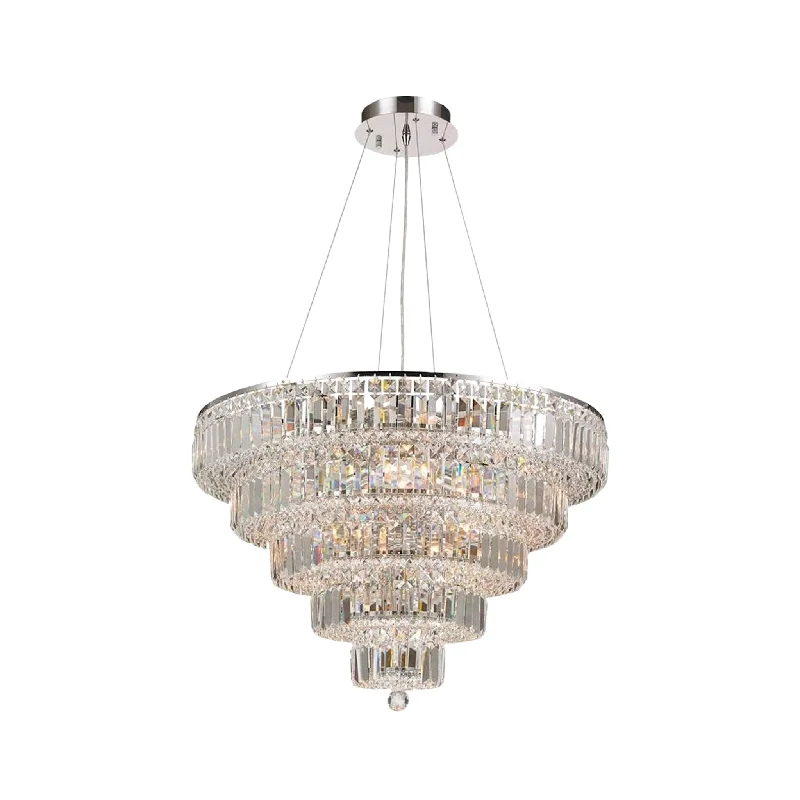 Victorian - Inspired Ceiling Lights with Ornate Crystal ChandeliersVictorian - Inspired Ceiling Lights with Ornate Crystal ChandeliersModular 5 Tier Crystal Pendant Light- CHROME - Large
