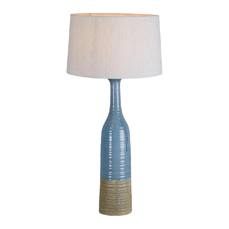 rustic farmhouse table lamps for cozy kitchensrustic farmhouse table lamps for cozy kitchensPotters Large - Blue/Brown - Tall Thin Glazed Ceramic Table Lamp