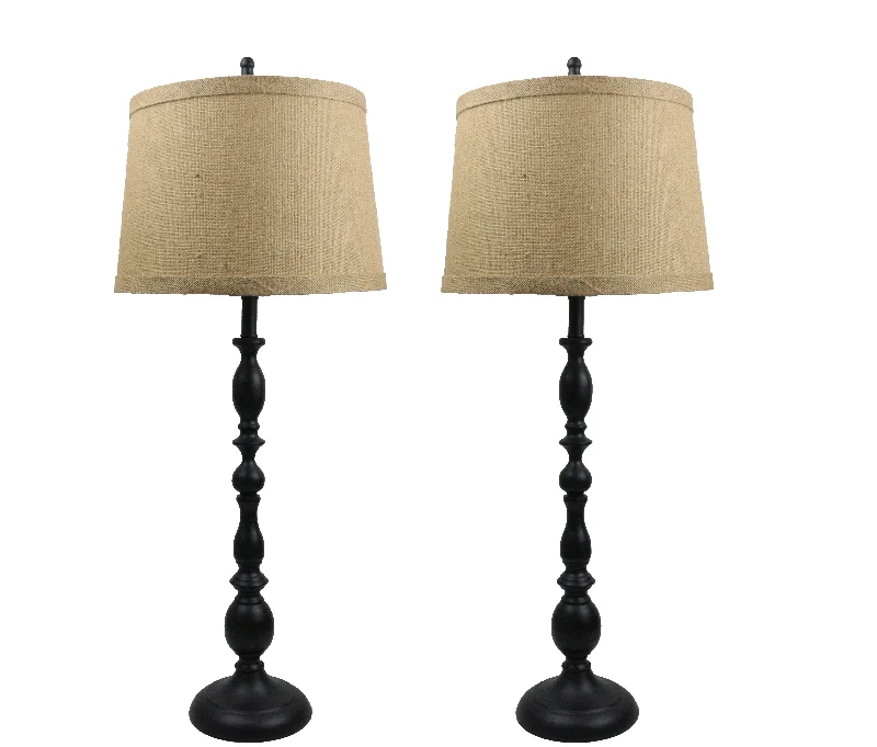 Black with Burlap Shades
