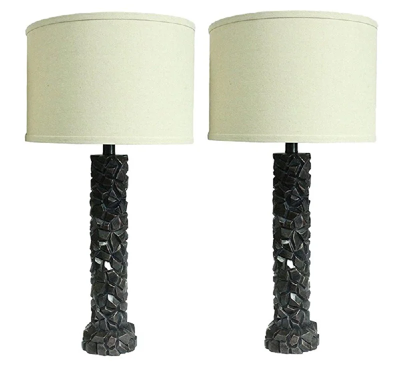 bohemian table lamps with colorful patterns for eclectic bedroomsbohemian table lamps with colorful patterns for eclectic bedroomsSet of 2 Duvy Lamps in Paris Bronze with Natural Linen Shades