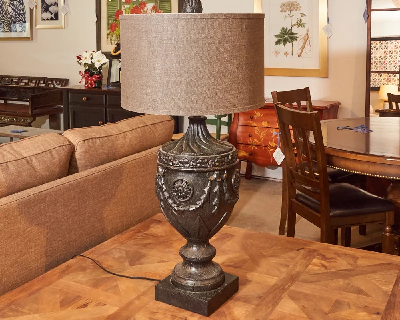 ceramic table lamps with hand painted designs for an artistic touchceramic table lamps with hand painted designs for an artistic touchWooden Carved Urn Shape With Brown Burlap Shade Table Lamp